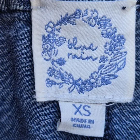 Francesca's Blue Rain Denim Skirt Embroidered Mini Size XS Y2K 90s Retro NWT - Picture 5 of 8